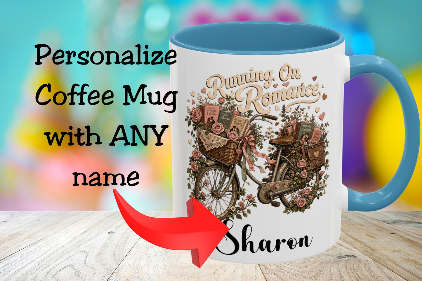 Running On Romance Personalized Mug, Custom Romance Reader Coffee Mug, Book Lover Cup, BookTok Reading Mug, Floral Literary Gift