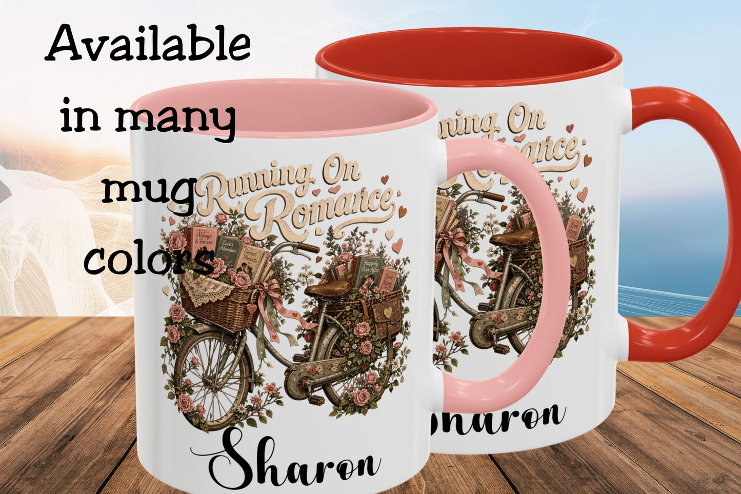 Running On Romance Personalized Mug, Custom Romance Reader Coffee Mug, Book Lover Cup, BookTok Reading Mug, Floral Literary Gift