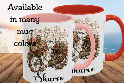 Running On Romance Personalized Mug, Custom Romance Reader Coffee Mug, Book Lover Cup, BookTok Reading Mug, Floral Literary Gift