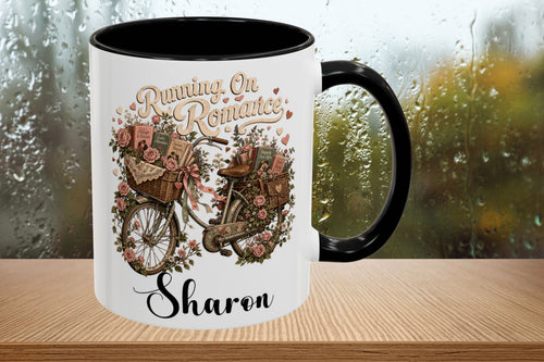 Personalized Running On Romance Mug, Custom Romance Reader Coffee Mug, Book Lover Cup, BookTok Reading Mug, Floral Literary Gift