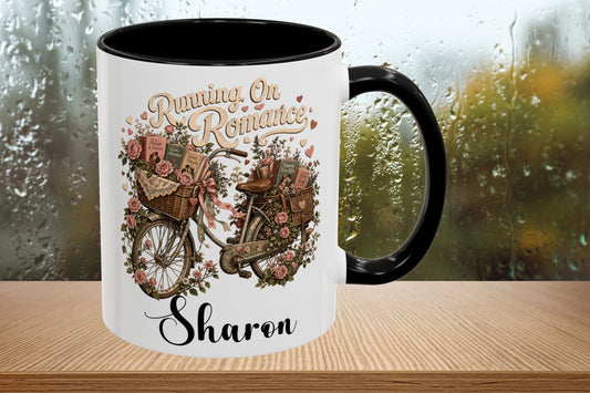 Running On Romance Personalized Mug, Custom Romance Reader Coffee Mug, Book Lover Cup, BookTok Reading Mug, Floral Literary Gift