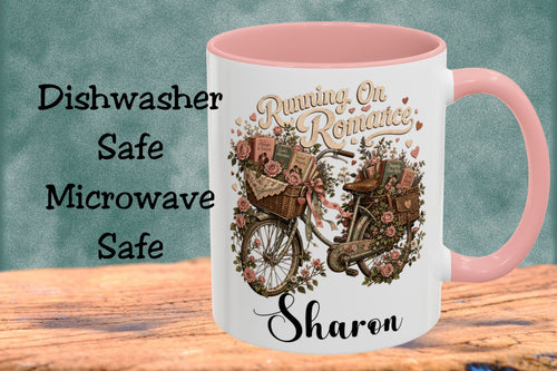Personalized Running On Romance Mug, Custom Romance Reader Coffee Mug, Book Lover Cup, BookTok Reading Mug, Floral Literary Gift