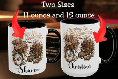 Running On Romance Personalized Mug, Custom Romance Reader Coffee Mug, Book Lover Cup, BookTok Reading Mug, Floral Literary Gift