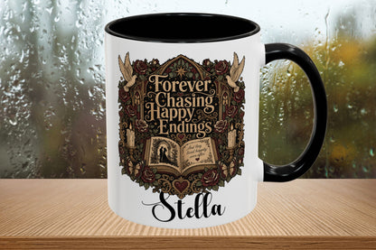 Personalized Forever Chasing Happy Endings Mug, Custom Romance Reader Coffee Mug, Book Lover Cup, Gothic Literary Mug, BookTok Gift