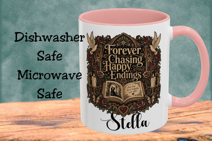 Personalized Forever Chasing Happy Endings Mug, Custom Romance Reader Coffee Mug, Book Lover Cup, Gothic Literary Mug, BookTok Gift