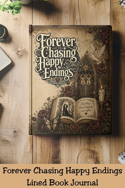 Forever Chasing Happy Endings Journal, Romance Reader Notebook, Gothic Reading Journal, Dark Academia Book Lover Journal, Hardcover BookTok Gift