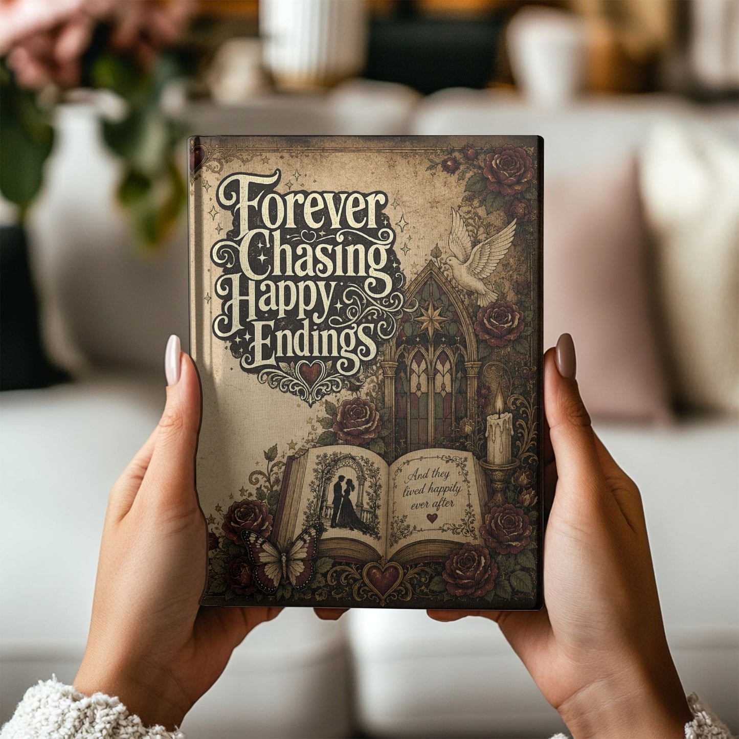 Forever Chasing Happy Endings Journal, Romance Reader Notebook, Gothic Reading Journal, Dark Academia Book Lover Journal, Hardcover BookTok Gift