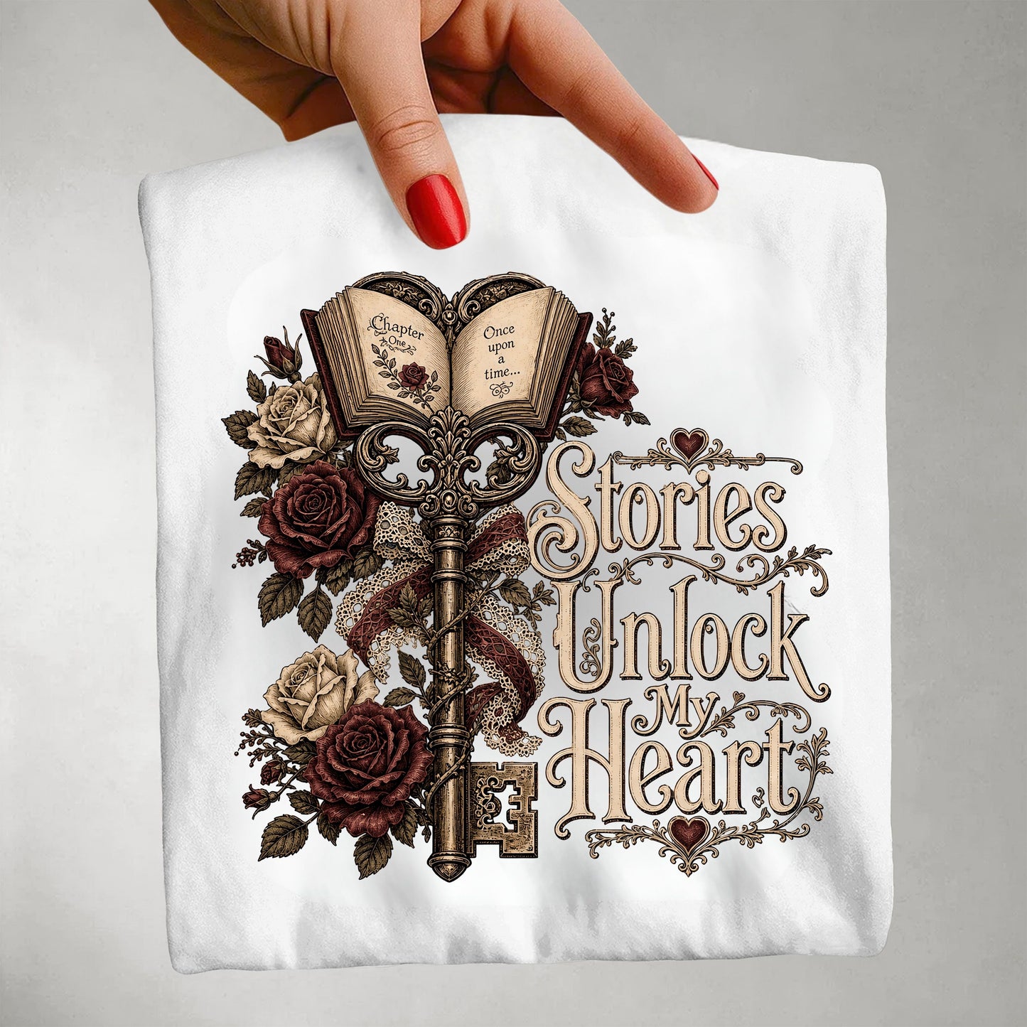 Stories Unlock My Heart Book Lover Shirt | Romance Reader Tee | Gothic Literary T-Shirt | Dark Academia BookTok Apparel