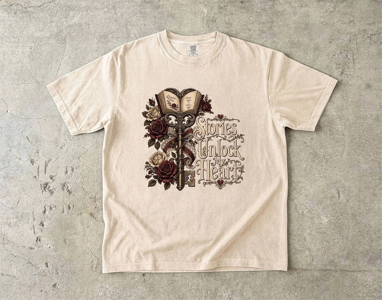 Stories Unlock My Heart Book Lover Shirt | Romance Reader Tee | Gothic Literary T-Shirt | Dark Academia BookTok Apparel