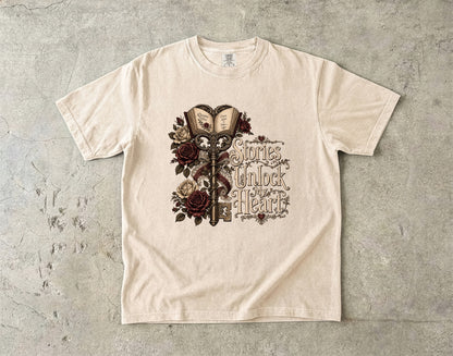 Stories Unlock My Heart Book Lover Shirt | Romance Reader Tee | Gothic Literary T-Shirt | Dark Academia BookTok Apparel