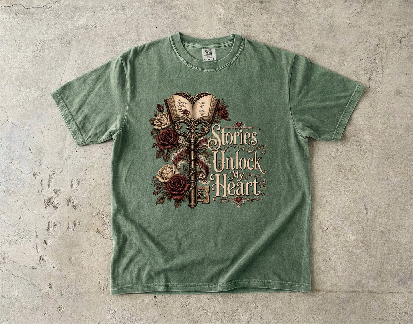 Stories Unlock My Heart Book Lover Shirt | Romance Reader Tee | Gothic Literary T-Shirt | Dark Academia BookTok Apparel