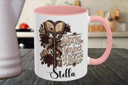 Personalized Stories Unlock My Heart Mug | Custom Romance Reader Coffee Cup | Gothic Book Lover Mug | Literary BookTok Gift