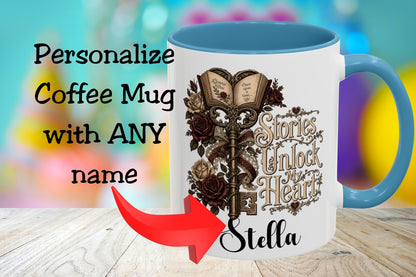 Personalized Stories Unlock My Heart Mug | Custom Romance Reader Coffee Cup | Gothic Book Lover Mug | Literary BookTok Gift