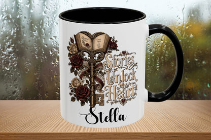 Personalized Stories Unlock My Heart Mug | Custom Romance Reader Coffee Cup | Gothic Book Lover Mug | Literary BookTok Gift