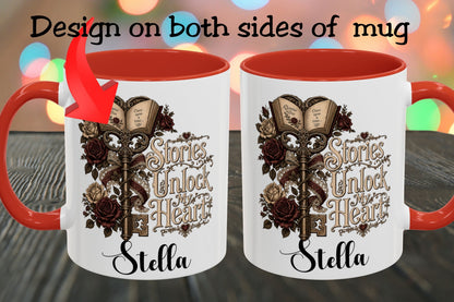 Personalized Stories Unlock My Heart Mug | Custom Romance Reader Coffee Cup | Gothic Book Lover Mug | Literary BookTok Gift