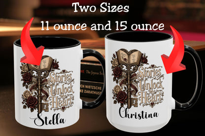 Personalized Stories Unlock My Heart Mug | Custom Romance Reader Coffee Cup | Gothic Book Lover Mug | Literary BookTok Gift