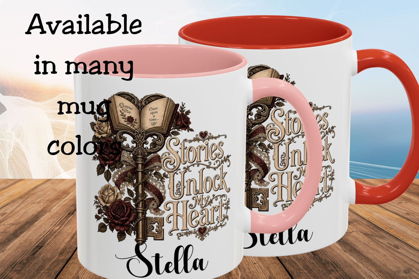 Personalized Stories Unlock My Heart Mug | Custom Romance Reader Coffee Cup | Gothic Book Lover Mug | Literary BookTok Gift