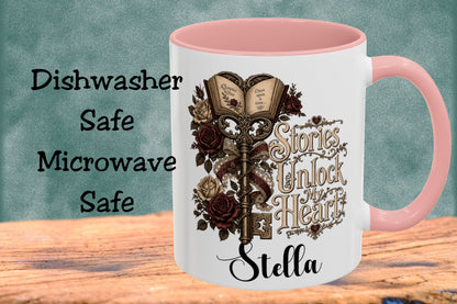 Personalized Stories Unlock My Heart Mug | Custom Romance Reader Coffee Cup | Gothic Book Lover Mug | Literary BookTok Gift