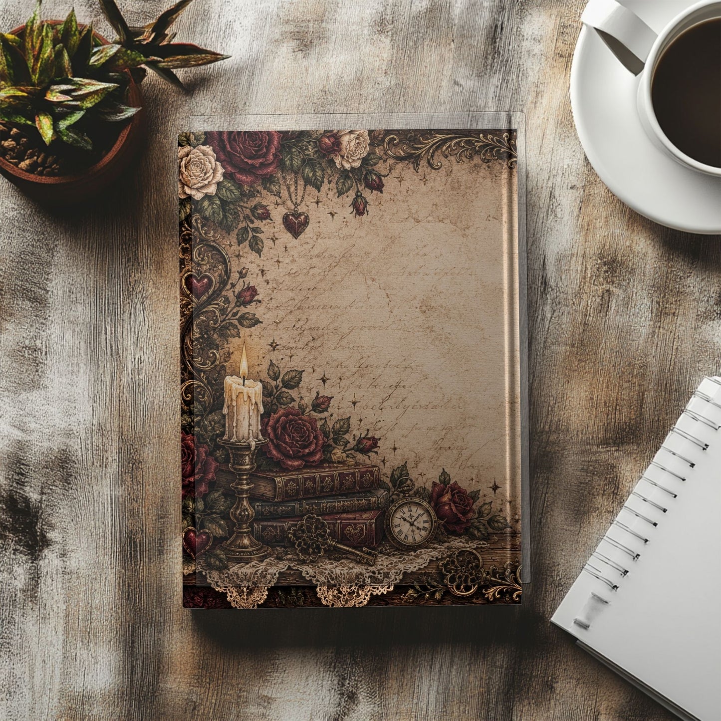 Stories Unlock My Heart Journal | Romance Reader Notebook | Gothic Book Lover Writing Journal | Dark Academia Hardcover Journal