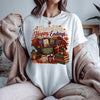 Harvesting Happy Endings Book Lover Shirt | Fall Romance Reader Tee | Cozy Autumn Bookish Shirt | BookTok Romantasy T-Shirt