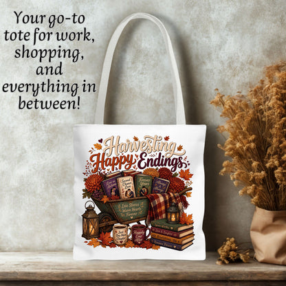 Harvesting Happy Endings Tote Bag | Fall Romance Reader Book Tote | Cozy Autumn Book Lover Bag | BookTok Literary Gift