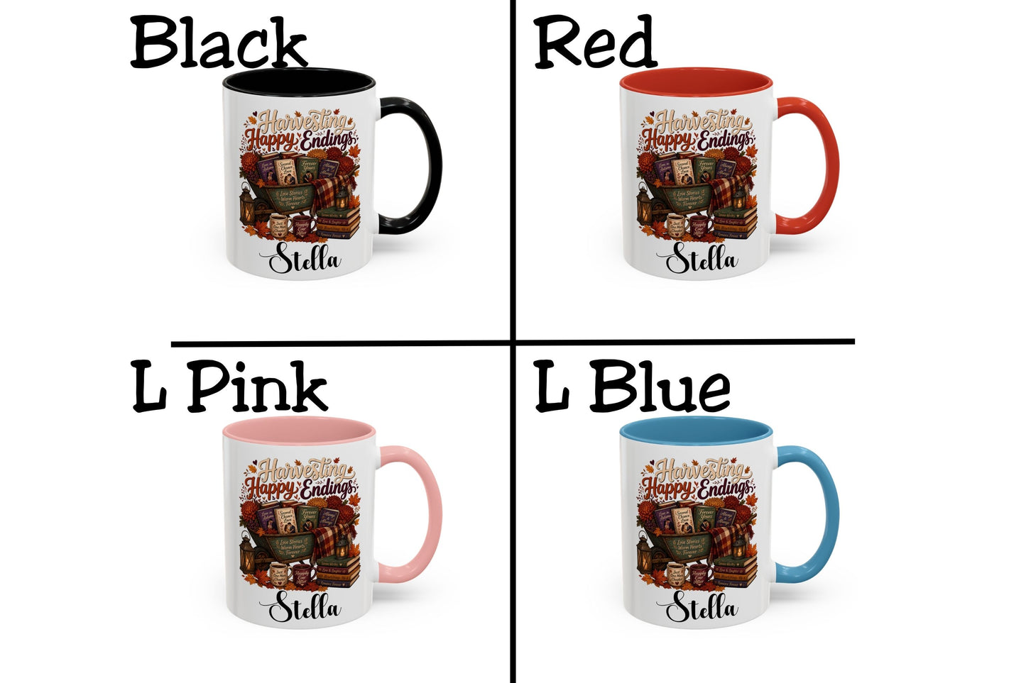 Personalized Harvesting Happy Endings Mug | Custom Fall Romance Reader Coffee Mug | Autumn Book Lover Cup | Cozy BookTok Gift