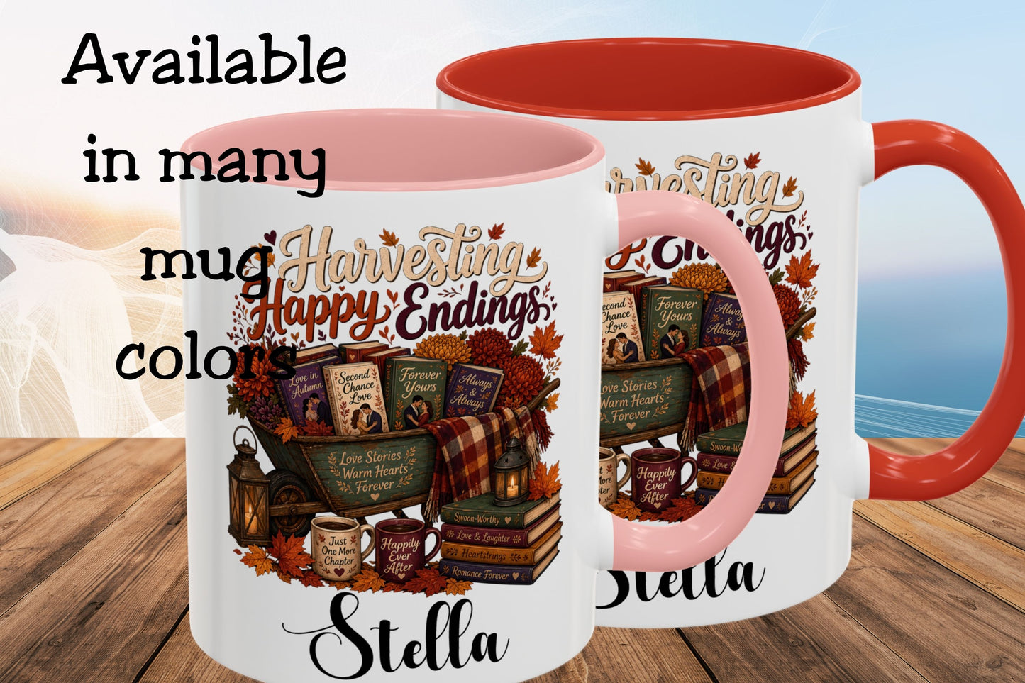 Personalized Harvesting Happy Endings Mug | Custom Fall Romance Reader Coffee Mug | Autumn Book Lover Cup | Cozy BookTok Gift