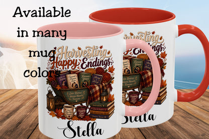 Personalized Harvesting Happy Endings Mug | Custom Fall Romance Reader Coffee Mug | Autumn Book Lover Cup | Cozy BookTok Gift