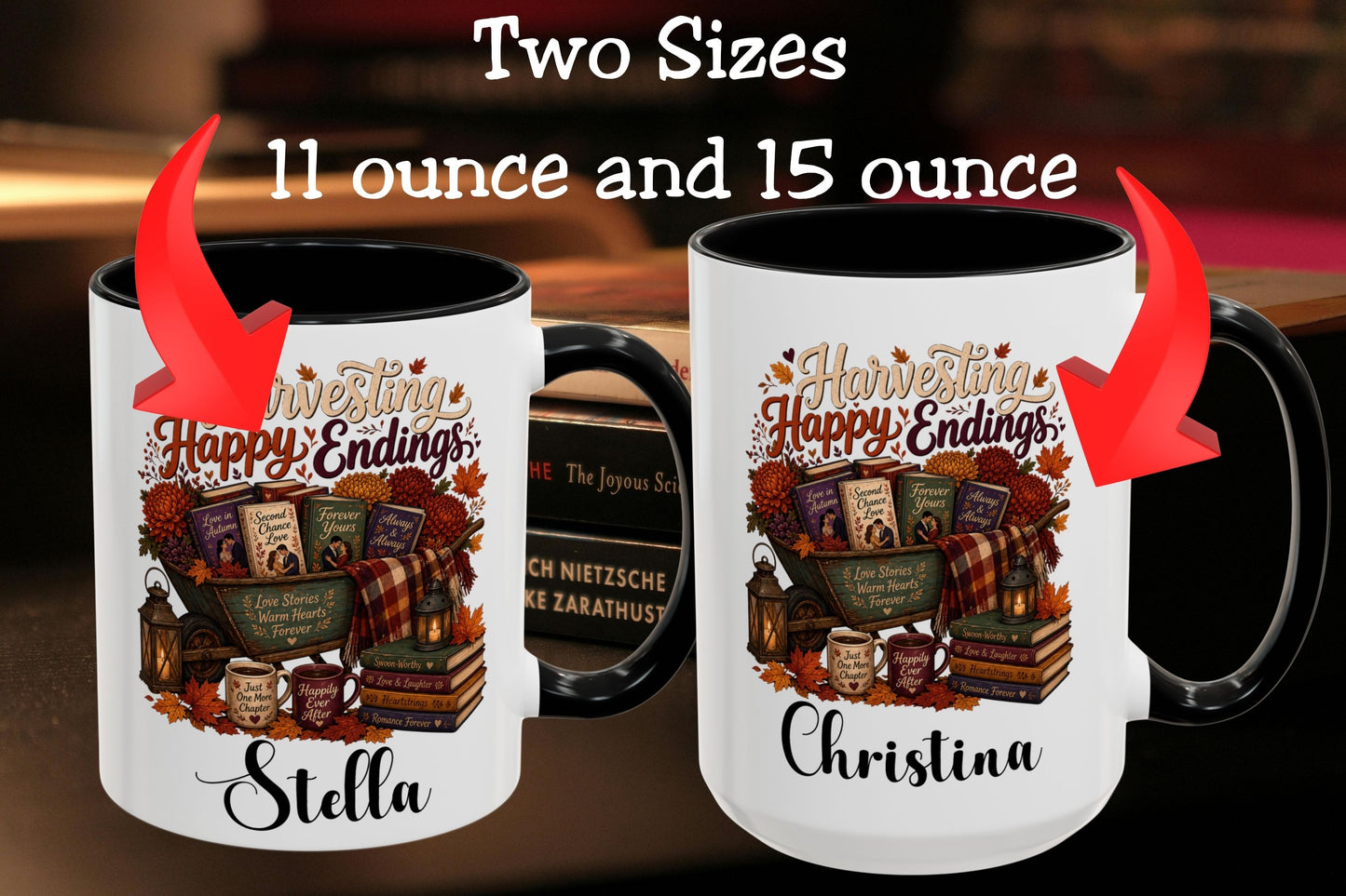 Personalized Harvesting Happy Endings Mug | Custom Fall Romance Reader Coffee Mug | Autumn Book Lover Cup | Cozy BookTok Gift