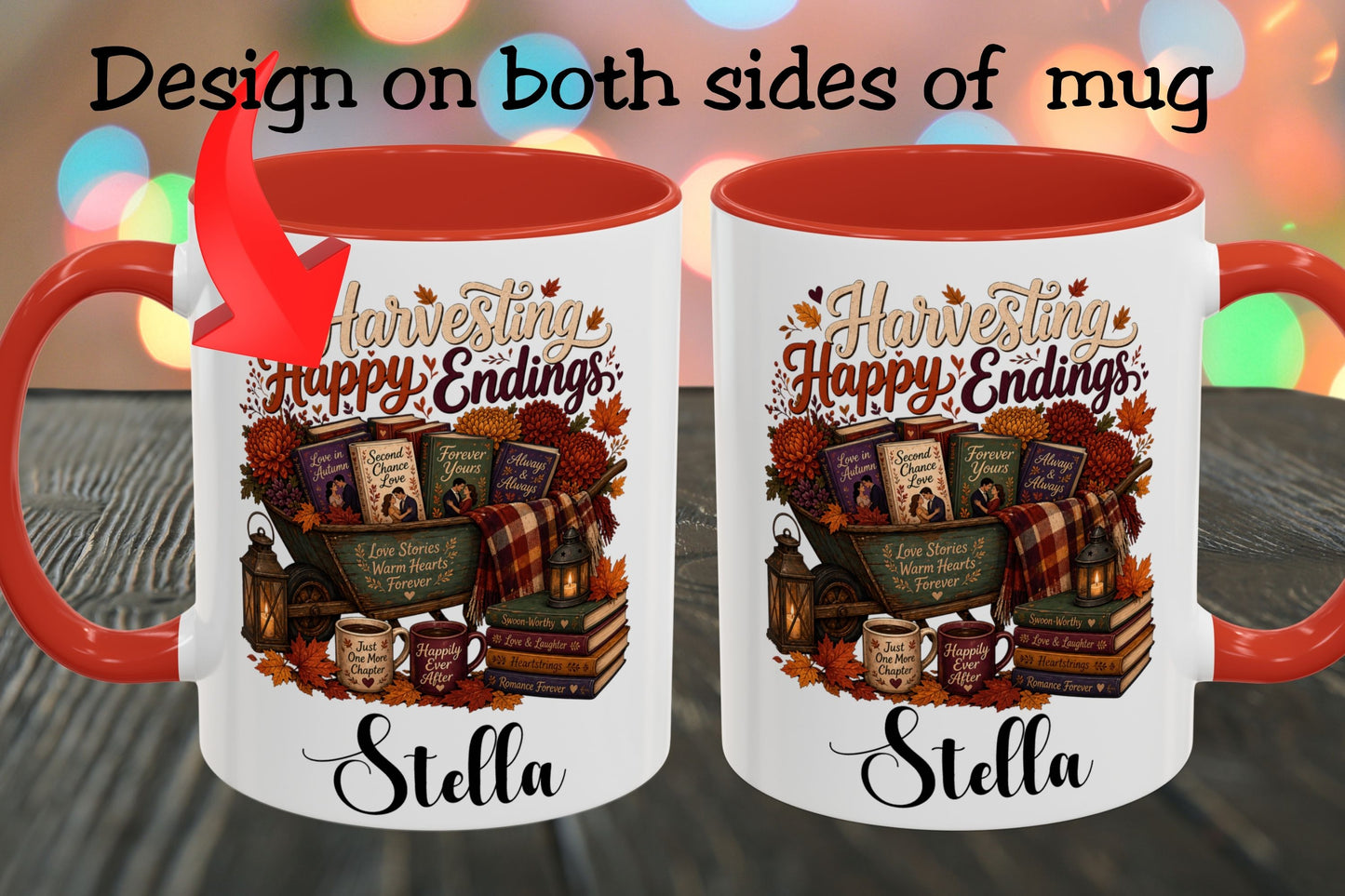Personalized Harvesting Happy Endings Mug | Custom Fall Romance Reader Coffee Mug | Autumn Book Lover Cup | Cozy BookTok Gift