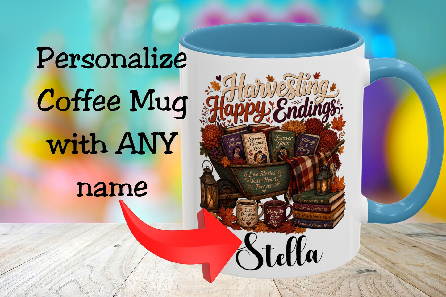 Personalized Harvesting Happy Endings Mug | Custom Fall Romance Reader Coffee Mug | Autumn Book Lover Cup | Cozy BookTok Gift