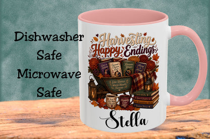 Personalized Harvesting Happy Endings Mug | Custom Fall Romance Reader Coffee Mug | Autumn Book Lover Cup | Cozy BookTok Gift