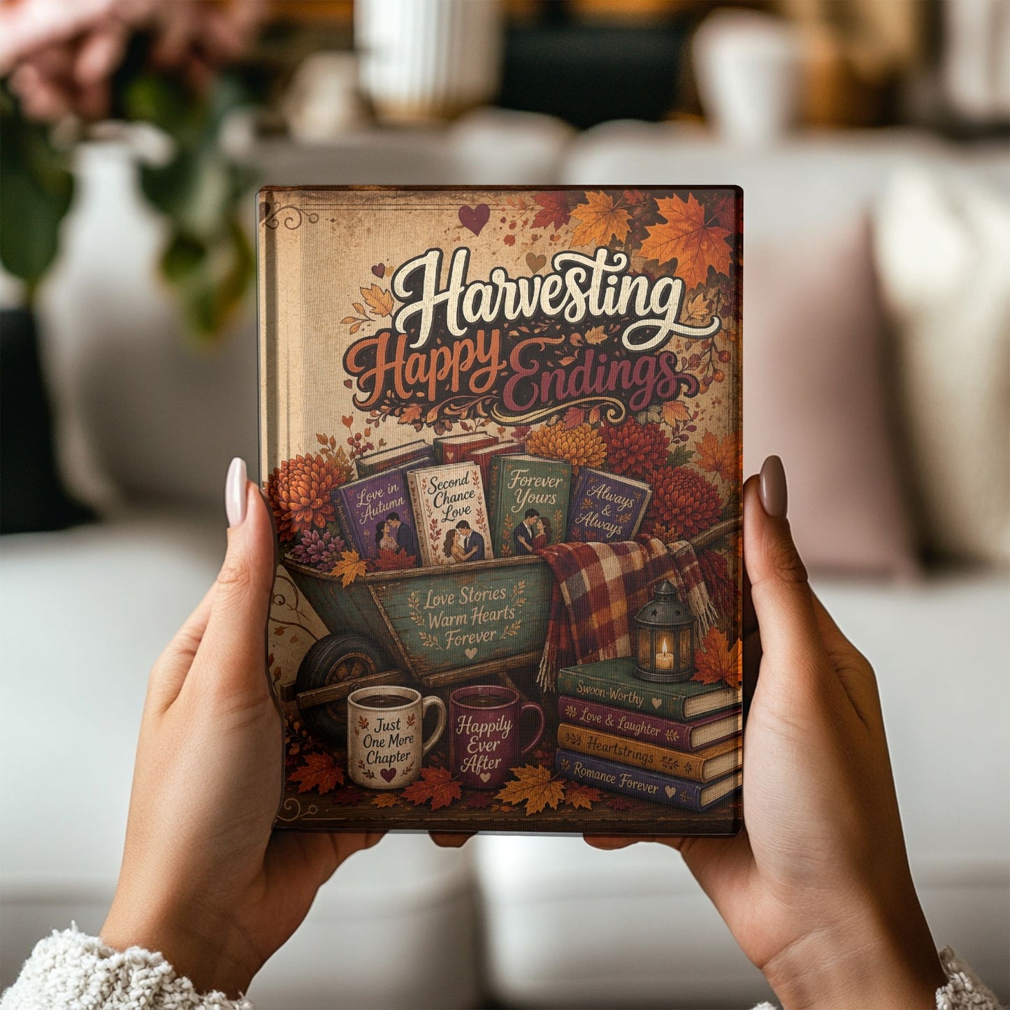 Harvesting Happy Endings Journal | Fall Romance Reader Notebook | Cozy Autumn Book Lover Journal | Hardcover Reading & Writing Journal