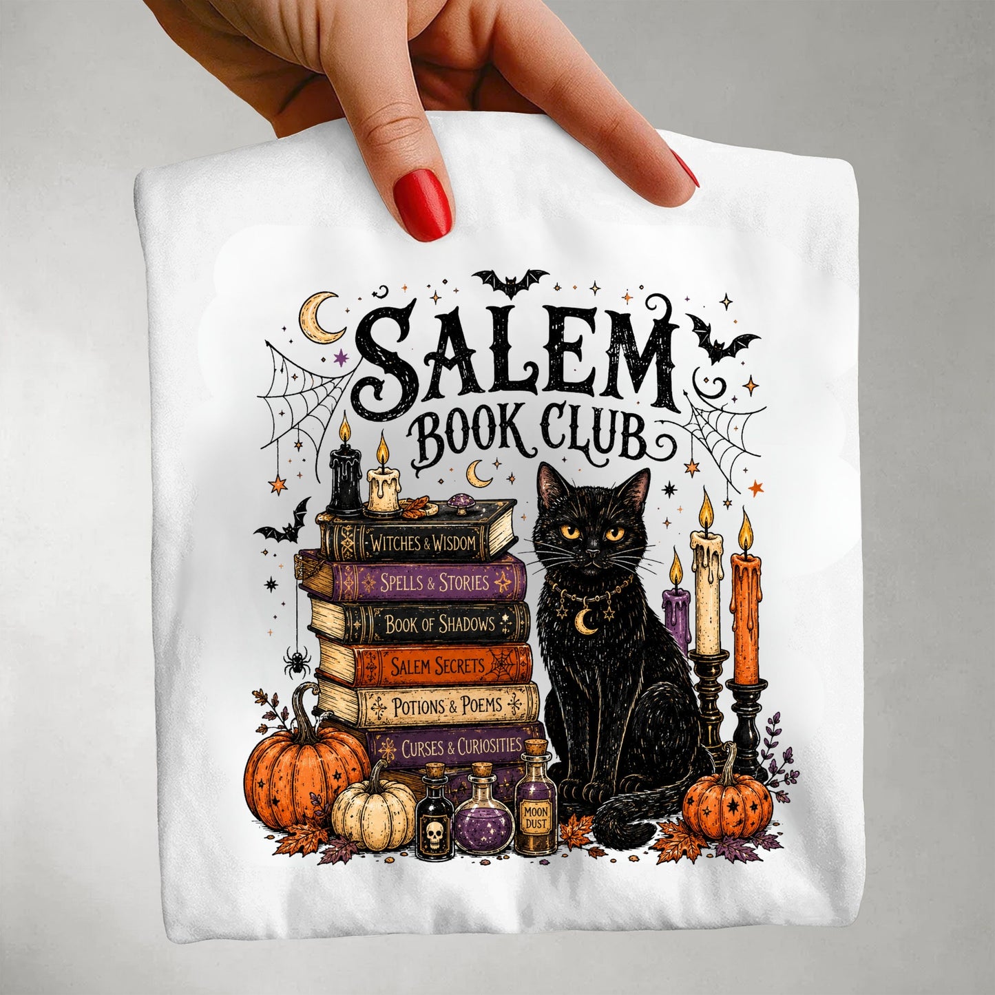 Salem Book Club Shirt, Halloween Book Lover Tee, Witchy Black Cat Book Club Shirt, Spooky Season Reader T-Shirt