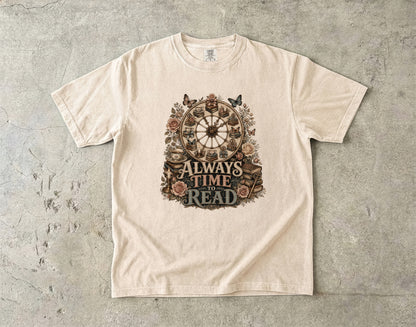 Always Time to Read Shirt, Vintage Book Lover Tee, Romance Reader T-Shirt, Cozy BookTok Shirt, Literary Gift for Readers