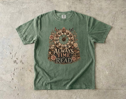 Always Time to Read Shirt, Vintage Book Lover Tee, Romance Reader T-Shirt, Cozy BookTok Shirt, Literary Gift for Readers