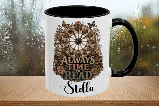 Always Time to Read Personalized Mug, Custom Book Lover Coffee Mug, Romance Reader Gift, Vintage BookTok Mug, Literary Coffee Cup