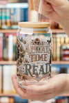 Always Time to Read Glass Cup, Personalized Book Lover Glass Can, Romance Reader Iced Coffee Cup, BookTok Gift, Literary Libbey Style Glass