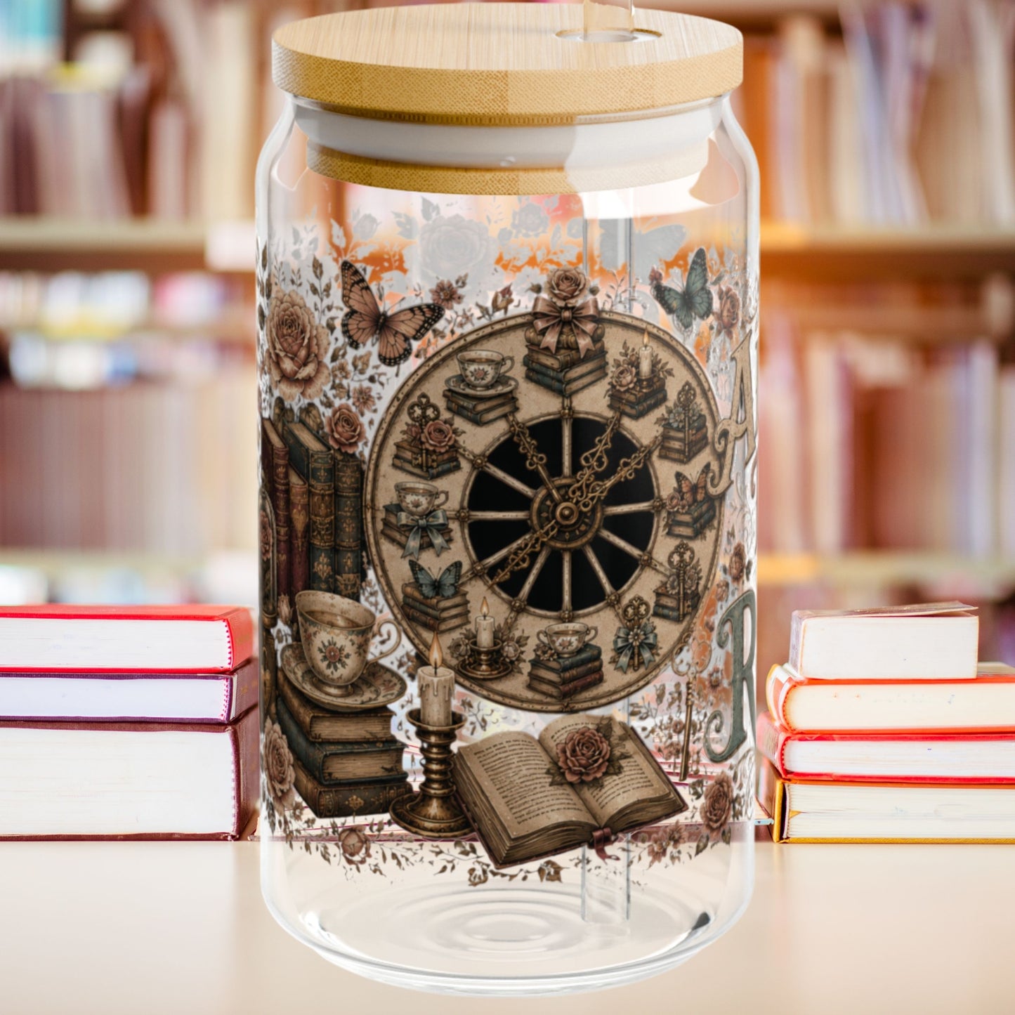 Always Time to Read Glass Cup, Personalized Book Lover Glass Can, Romance Reader Iced Coffee Cup, BookTok Gift, Literary Libbey Style Glass