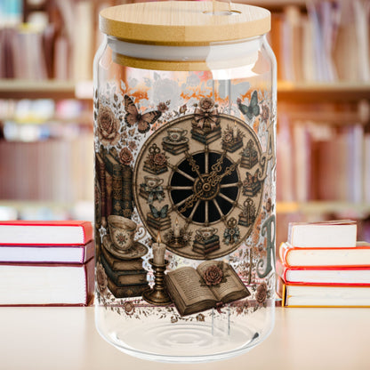 Always Time to Read Glass Cup, Personalized Book Lover Glass Can, Romance Reader Iced Coffee Cup, BookTok Gift, Literary Libbey Style Glass