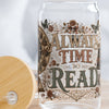 Always Time to Read Glass Cup, Personalized Book Lover Glass Can, Romance Reader Iced Coffee Cup, BookTok Gift, Literary Libbey Style Glass