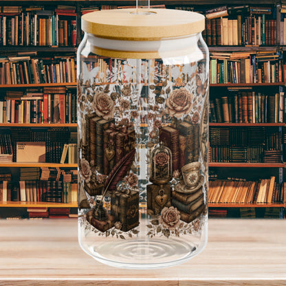 Always Time to Read Glass Cup, Personalized Book Lover Glass Can, Romance Reader Iced Coffee Cup, BookTok Gift, Literary Libbey Style Glass