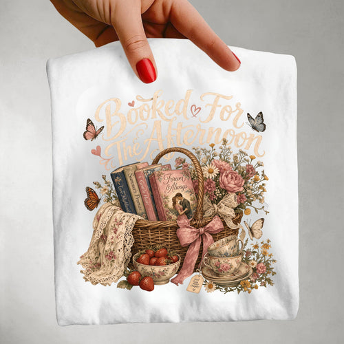 Booked for the Afternoon Shirt, Romance Reader Tee, Book Lover Shirt, BookTok T-Shirt, Cozy Reading Tee, Cottagecore Book Gift