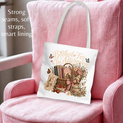 Booked for the Afternoon Tote Bag, Romance Reader Tote, Book Lover Bag, Cottagecore BookTok Tote, Literary Gift for Readers