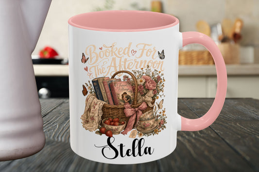 Booked for the Afternoon Personalized Mug, Custom Book Lover Coffee Mug, Romance Reader Gift, BookTok Tea Cup, Cottagecore Literary Mug