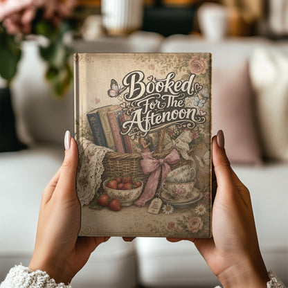 Booked for the Afternoon Journal, Personalized Book Lover Notebook, Romance Reader Journal, BookTok Gift, Cottagecore Hardcover Journal