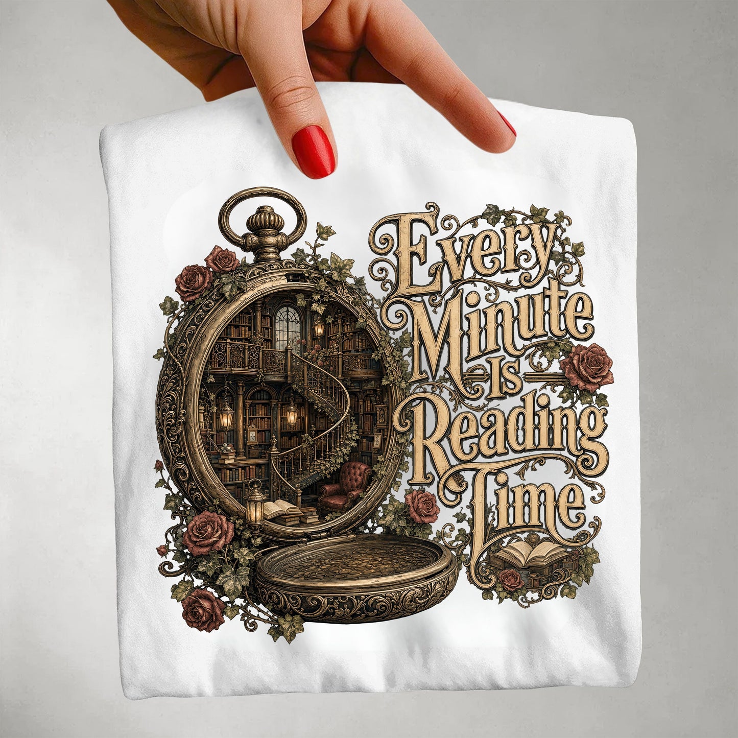 Every Minute Is Reading Time Shirt, Book Lover Tee, Dark Academia Reader Shirt, Gothic BookTok T-Shirt, Literary Library Gift