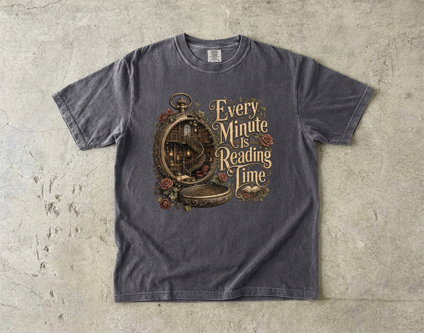 Every Minute Is Reading Time Shirt, Book Lover Tee, Dark Academia Reader Shirt, Gothic BookTok T-Shirt, Literary Library Gift