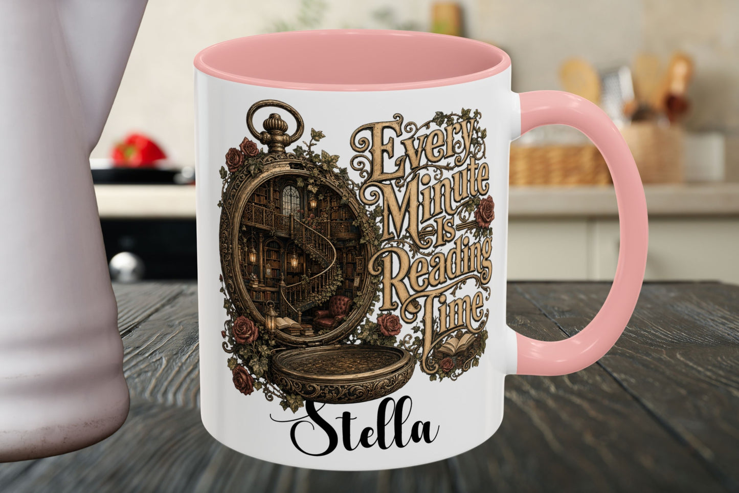 Every Minute Is Reading Time Personalized Mug, Custom Book Lover Coffee Mug, Dark Academia Reader Gift, Gothic BookTok Mug, Literary Tea Cup
