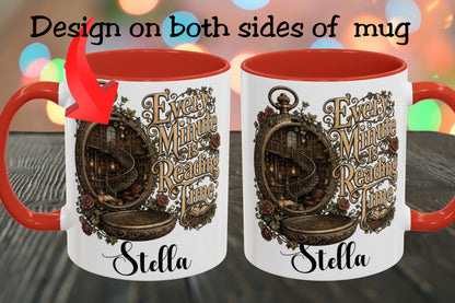 Every Minute Is Reading Time Personalized Mug, Custom Book Lover Coffee Mug, Dark Academia Reader Gift, Gothic BookTok Mug, Literary Tea Cup